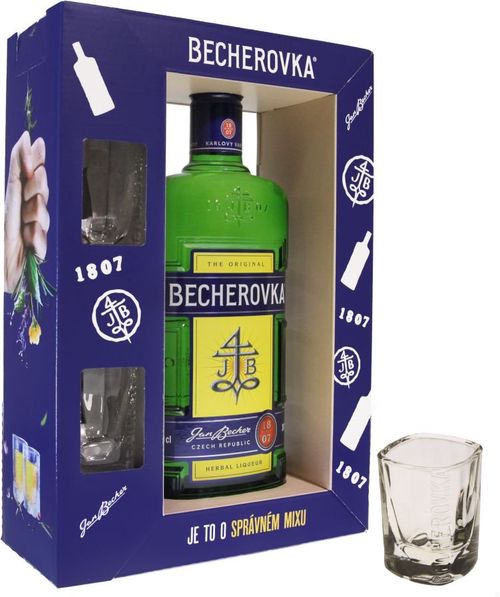 Becherovka 0,7l 38% + 2x sklo GB